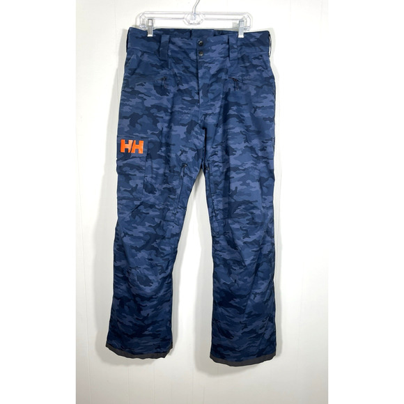 Helly Hansen Mens Ski Pants Relaxed Fit Cargo Blue Camo Snowboard Size Large - Picture 1 of 16